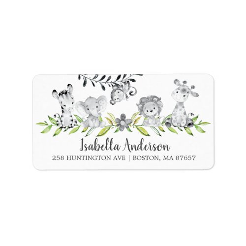 Sweet Safari Animals Baby Shower Address Label