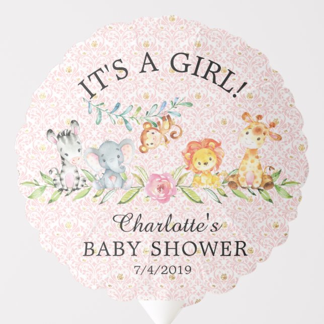 Sweet Safari Animals Baby Shower Balloon (Front)