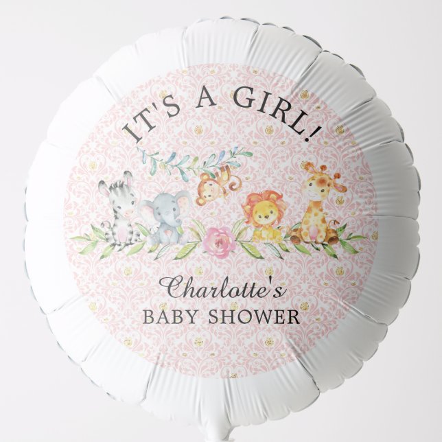 Sweet Safari Animals Baby Shower Balloon (Front)