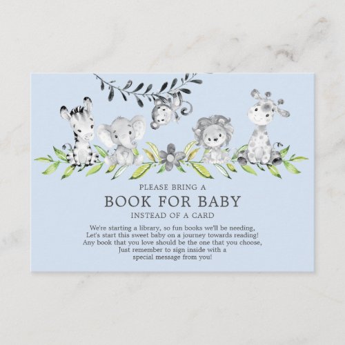 Sweet Safari Animals Baby Shower Book for Baby Enclosure Card