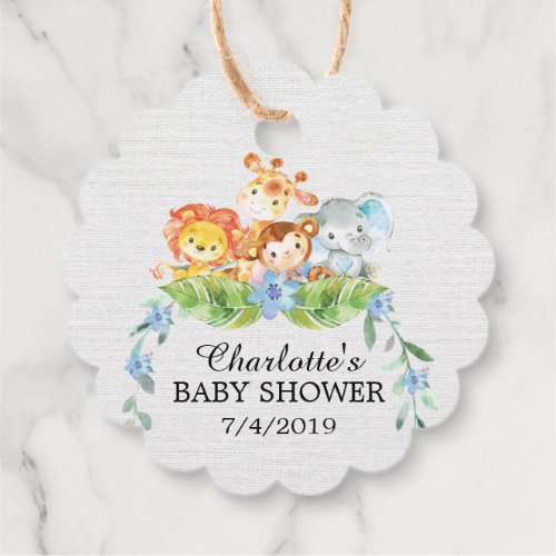 Sweet Safari Animals Baby Shower Favor Gift Tag