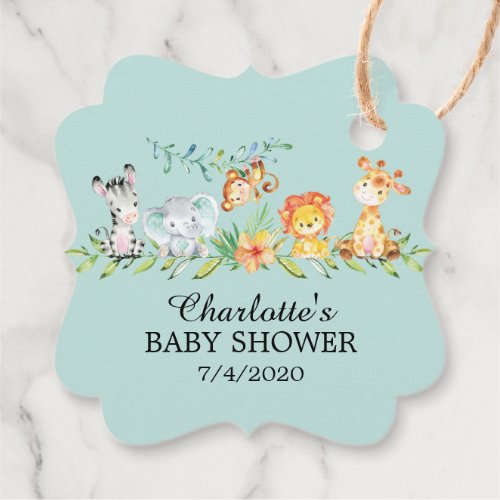 Sweet Safari Animals Baby Shower Favor Gift Tag