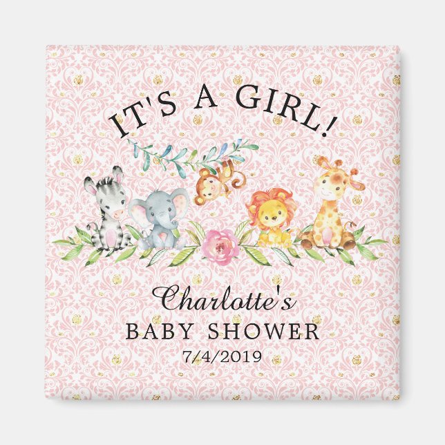 Sweet Safari Animals  Baby Shower Favor  Magnet (Front)