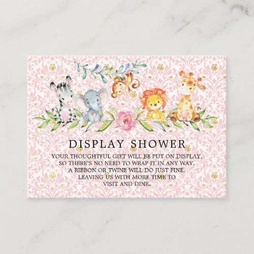 Sweet Safari Animals Baby Shower Gift Display Enclosure Card