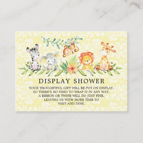 Sweet Safari Animals Baby Shower Gift Display Enclosure Card