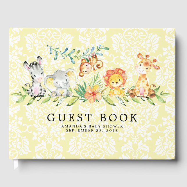 Sweet Safari Animals Baby Shower Guest Book (Front)