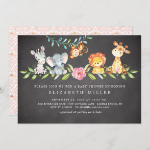 Sweet Safari Animals Baby Shower Invitation