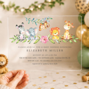 Sweet Safari Animals Baby Shower Invitation