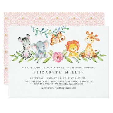 jungle animal baby shower invitations