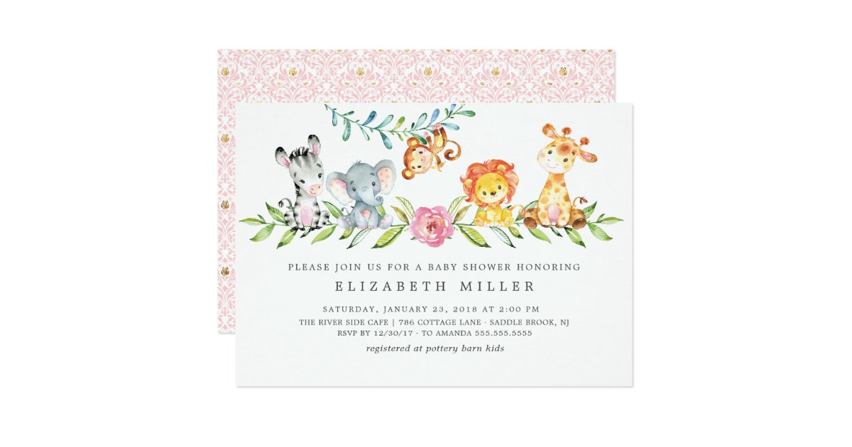 Sweet Safari Animals Baby Shower Invitation Zazzle Com