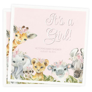 Sweet Safari Animals Baby Shower Napkins
