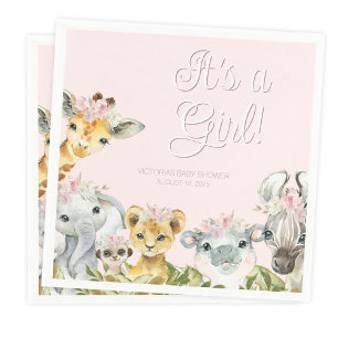 Sweet Safari Animals Baby Shower Napkins