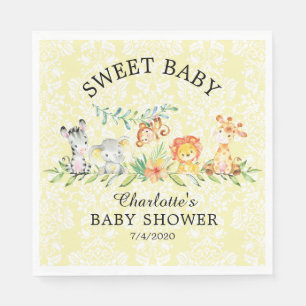 Sweet Safari Animals Baby Shower Paper Napkins