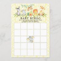 Sweet Safari Animals BINGO Baby Shower Game Invitation