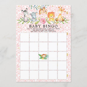 Sweet Safari Animals BINGO Baby Shower Game Invitation