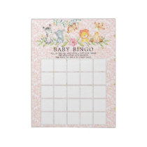 Sweet Safari Animals Girls Baby Shower Bingo Game Notepad