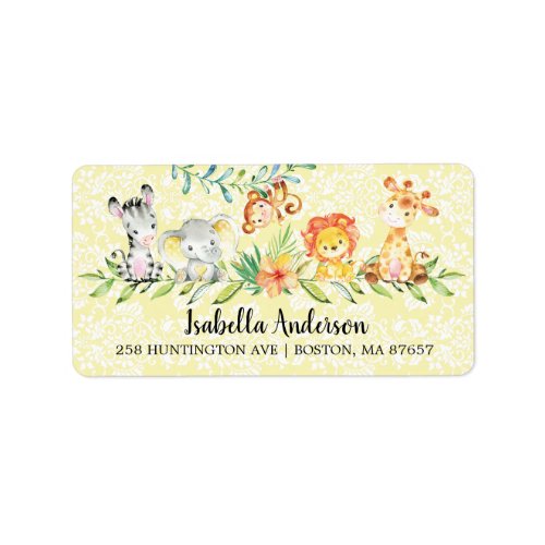 Sweet Safari Animals Neutral Baby Shower Address Label