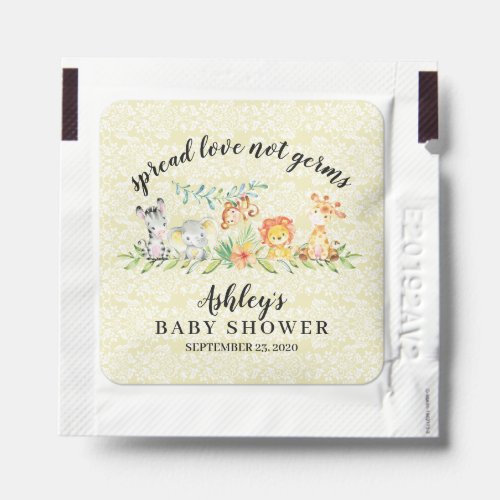 Sweet Safari Animals Neutral Baby Shower Hand Sanitizer Packet