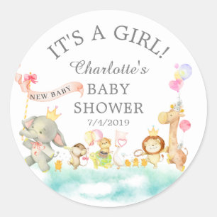 Sweet Safari Animals Parade Favor Sticker