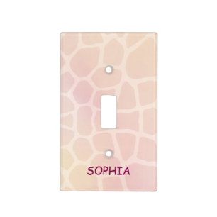 Sweet Safari Baby Giraffe in Pink and Yellow Light Switch Cover