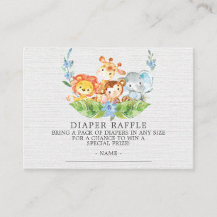 Sweet Safari Baby Shower Diaper Raffle Ticket Enclosure Card