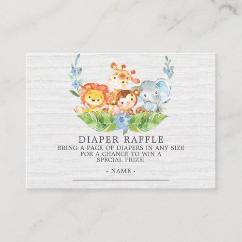 Sweet Safari Baby Shower Diaper Raffle Ticket Enclosure Card