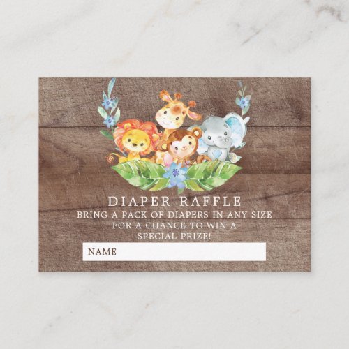 Sweet Safari Baby Shower Diaper Raffle Ticket Enclosure Card