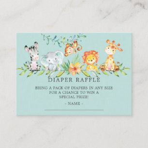 Sweet Safari Baby Shower Diaper Raffle Ticket Enclosure Card