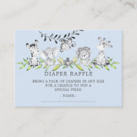 Sweet Safari Baby Shower Diaper Raffle Ticket Enclosure Card