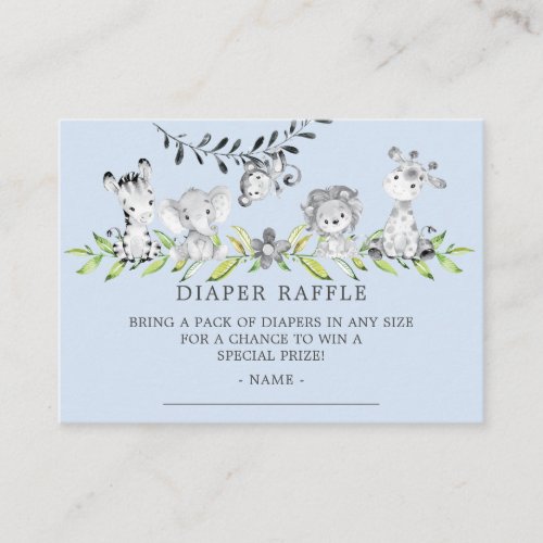 Sweet Safari Baby Shower Diaper Raffle Ticket Enclosure Card