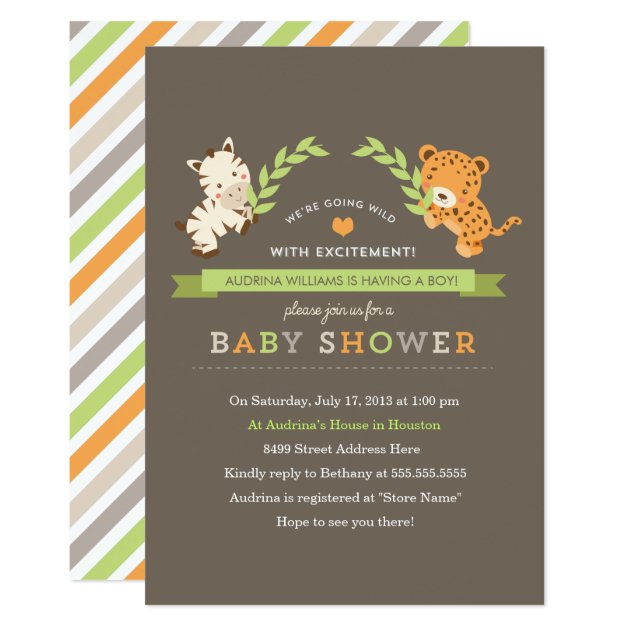 Sweet Safari Baby Shower Invite