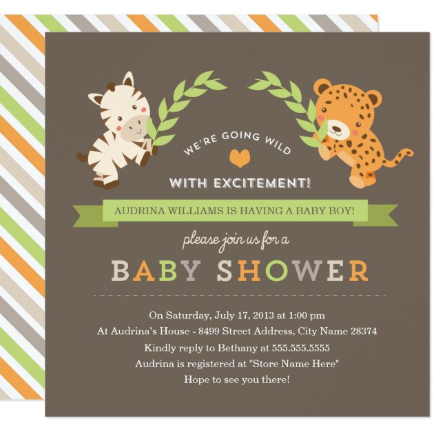 Sweet Safari Baby Shower Invite