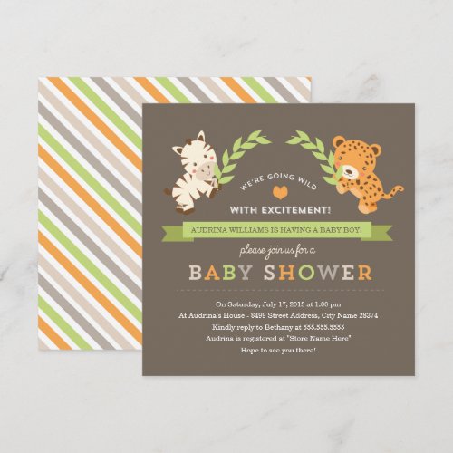 Sweet Safari Baby Shower Invite