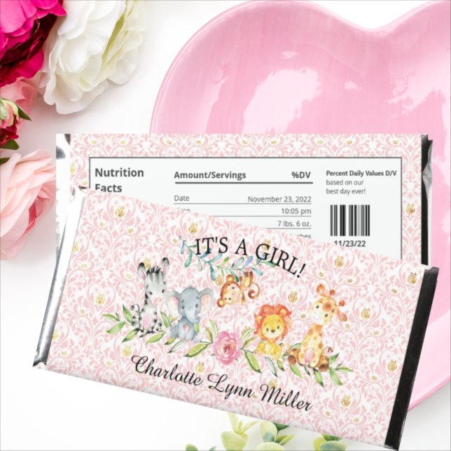 Sweet Safari Birth Announcement Hershey Bar Favors (Creator Uploaded)