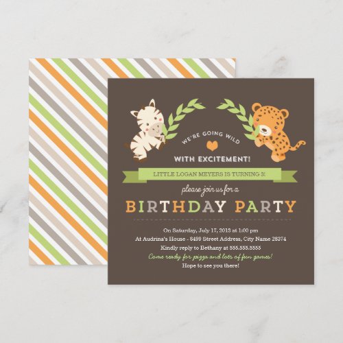 Sweet Safari Birthday Party Invitation