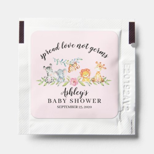 Sweet Safari Girls Baby Shower Hand Sanitizer Packet
