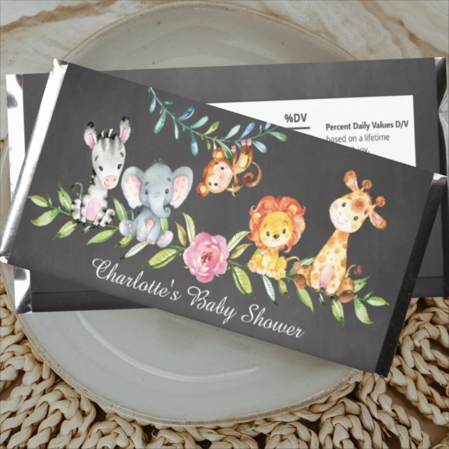 Sweet Safari Girls Baby Shower Hershey Bar Favors (Creator Uploaded)