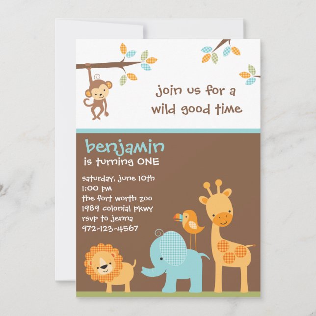 Sweet Safari Invitations (Front)
