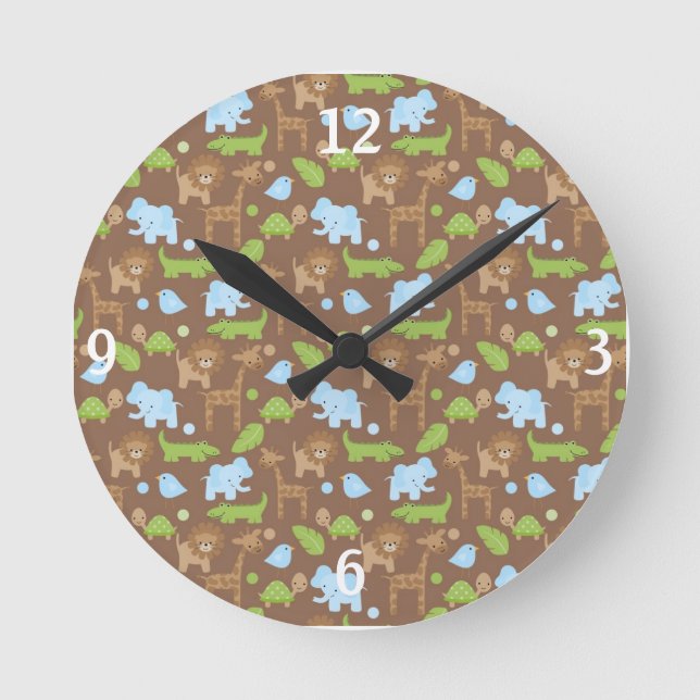 Sweet Safari Jungle Animals Nursery Clock (Front)