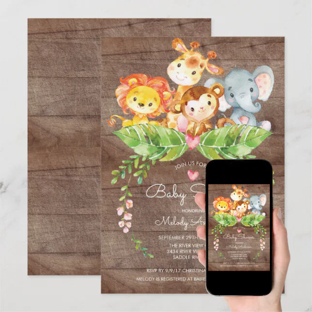 Sweet Safari Jungle Baby Shower Invitation Zazzle