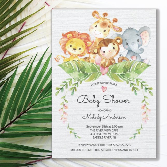 Sweet Safari Jungle Baby Shower Invitation