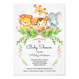 Sweet Safari Jungle Baby Shower Invitation