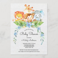 Sweet Safari Jungle Boys Baby Shower Invitation