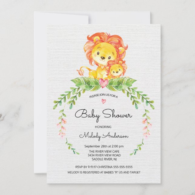 Sweet Safari Jungle Lion Baby Shower Invitation (Front)