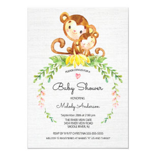 Watercolor Monkey Baby Shower Invitations Zazzle Sweet Safari Jungle Monkey Baby Shower Invitation