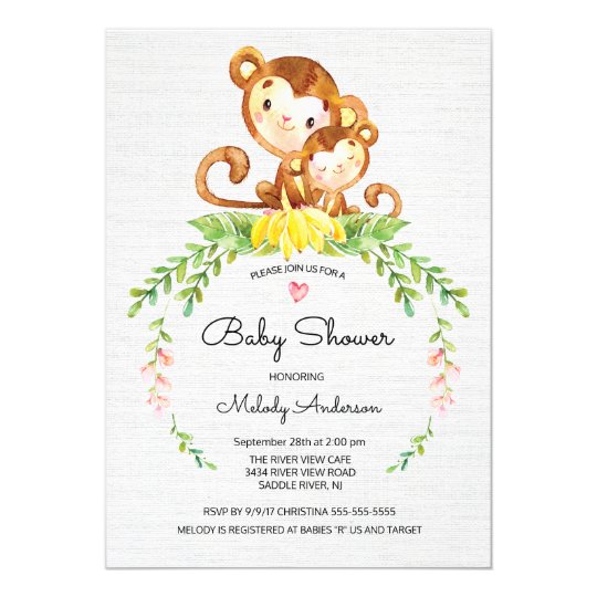 Sweet Safari Jungle Monkey Baby Shower Invitation Zazzle