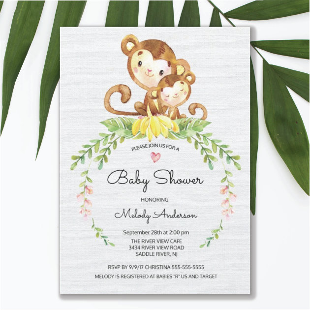 Monkey baby shower sales invitations