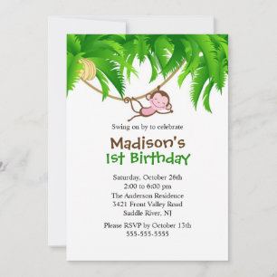 Sweet Safari Monkey Birthday Invitation