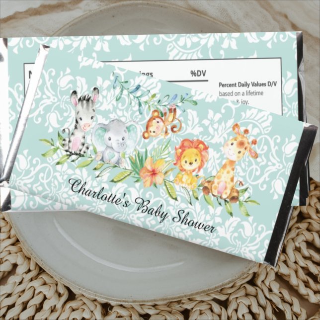 Sweet Safari Neutral Baby Shower Hershey Bar Favors (Creator Uploaded)