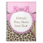 Sweet Safari Pink and Brown Baby Shower Guest Book